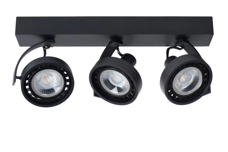 Lucide DORIAN - Plafondspot - LED Dim to warm - GU10 (ES111) - 3x12W 2200K/3000K - Zwart - uitgezet